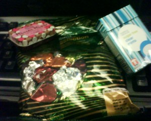 5) Chocolates and mints  - For your needed sugar fix. 